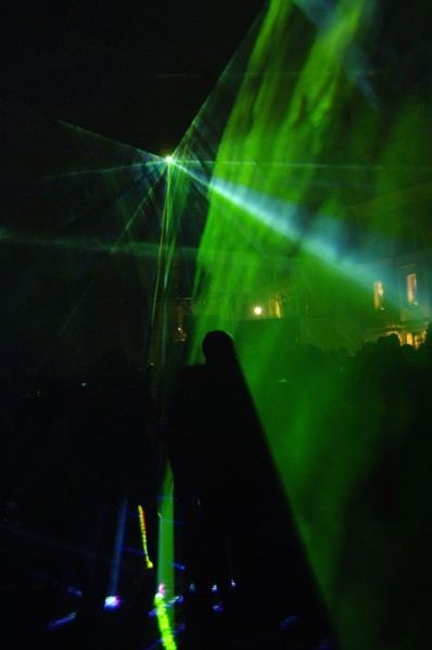 Laser show in the Piaza del Popolo square.