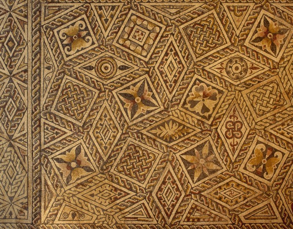 Roman mosaic from Villa de las Tiendas. Geometric decoration. Merida (Augusta Emerita). Detail. 4th C. Spain.