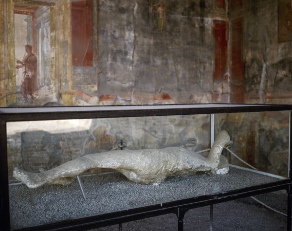 Plaster casts of victims' bodies.