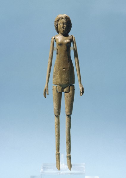 Roman doll. Articulated arms and legs. Ivory. From Necropolis of Ontur. Archaeological Museum of Albacete. Castille-La Mancha. Spain.