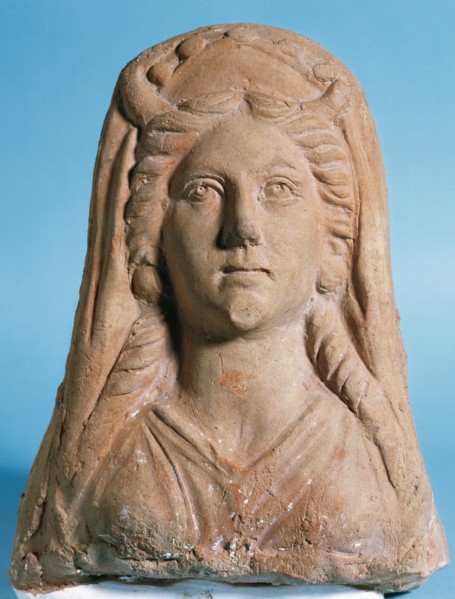Roman antefix. Terracotta. Goddess Diana. From Tarragona. 1st c. Episcopal Museum of Vic. Catalonia. Spain.