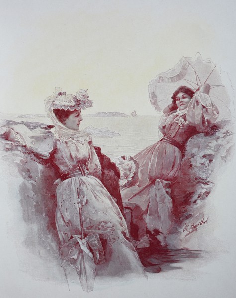 Two women in summer fresh at the sea