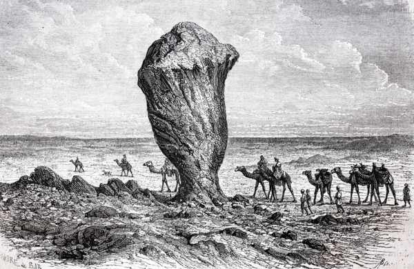 Camel caravan in the white desert
