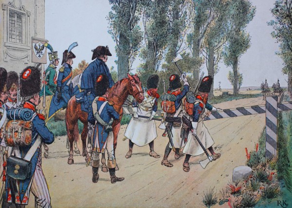 the troops of Napoleon I. in october 1805 under general Kellermann passed near sickershausen the prussian area  /  Die Truppen von Napoleon I. im Oktober 1805 unter General Kellermann passierten in de...