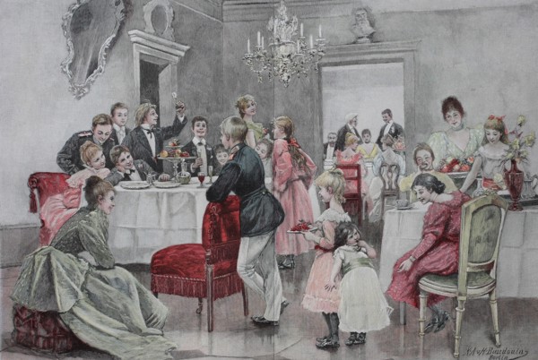 Adolescents celebrate at a family celebration in a separate room  /  Jugendliche feiern bei einer Familienfeier in einem separaten Raum