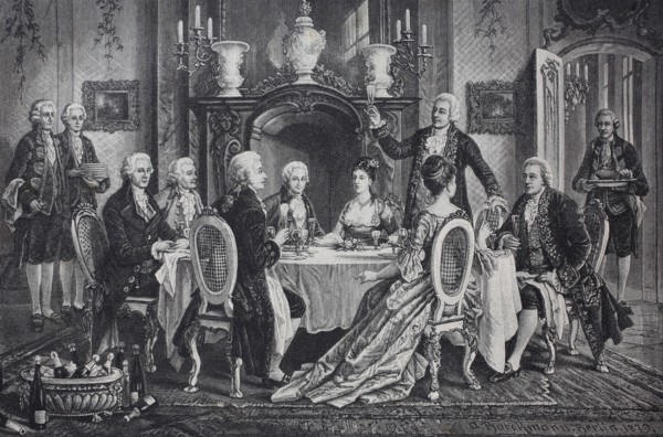 a festive table in honor of Mozart in the house of Schikaneder