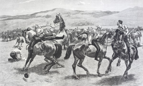 wrestling on horseback
