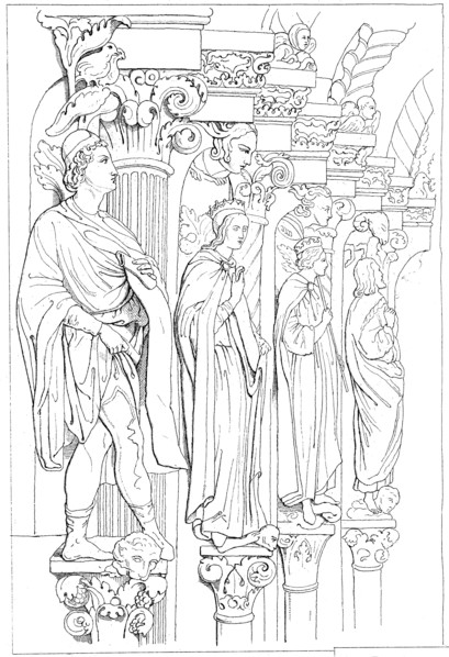 statues at the golden gate of Freiberg cathedral