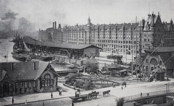 Warehouses in the new free port in Speicherstadt