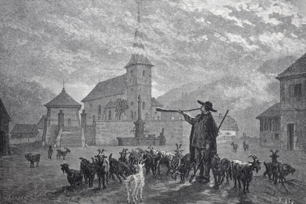 goatherd in a village in Alsace