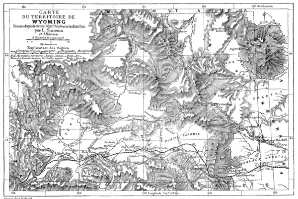 Landkarte des Bundesstaat Wyoming im Jahre 1882