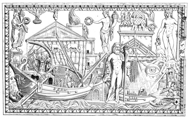 The Tiber port with merchant ships in Rome