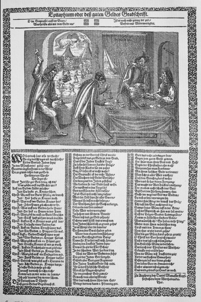 Mocking sheet on the falsification of coins at the time of the Thirty Years' War  /  Spottblatt auf die Münzverfälschung zur Zeit des Dreisigjährigen Krieges