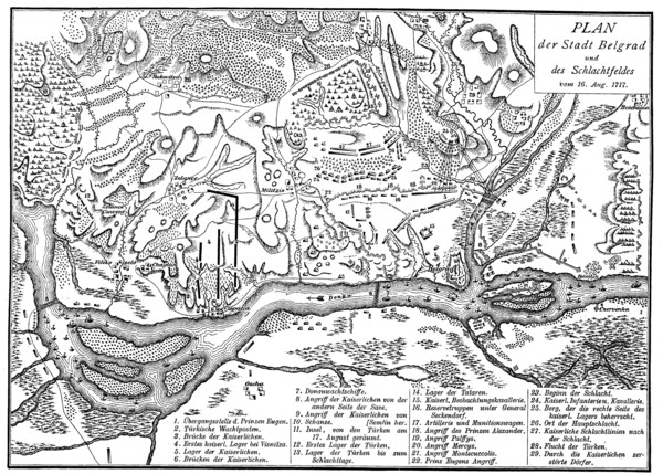 Map of the Battle of Belgrade on August 16
