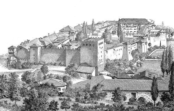 Monastery Lawra on the southeast corner of Mount Athos