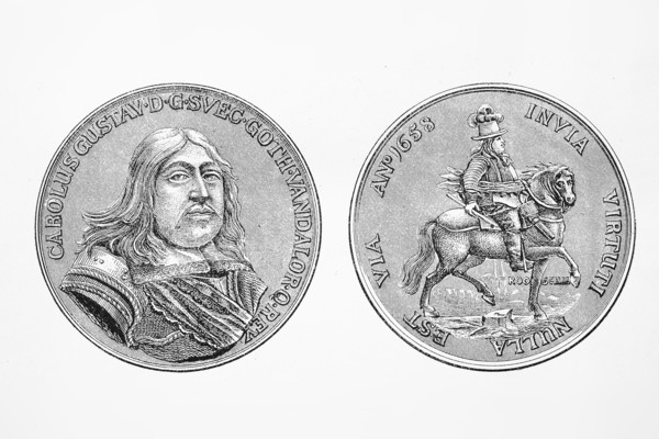Silberne Gedenkmünze auf den Marsch des König Karl X.