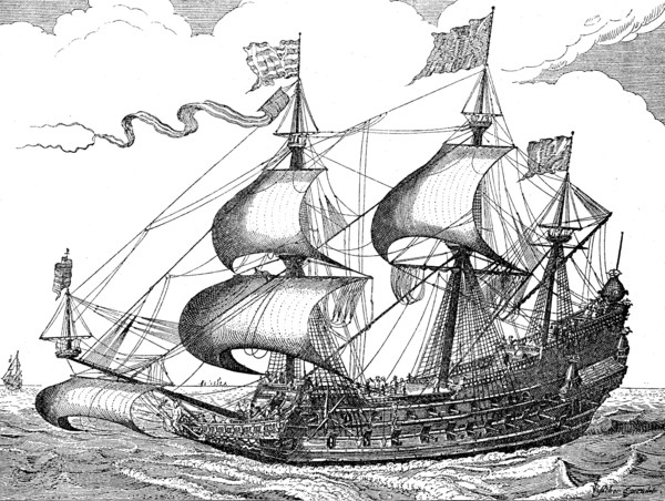 Dutch warship from the 16th century  /  Holländisches Kriegschiff aus dem 16. Jahrhundert