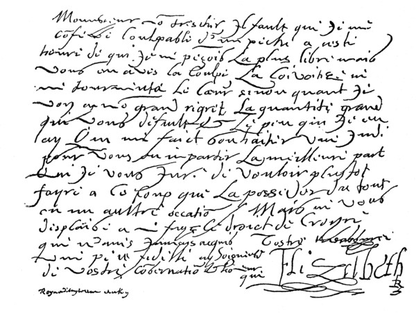 Letter from Queen Elizabeth of England to Henry IV.  /  Brief von Königin Elisabeth von England an Heinrich IV.