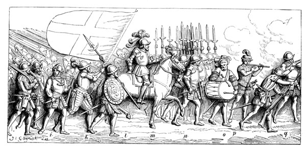 Landsknechte advance to attack