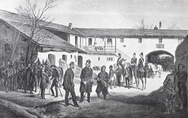 King Victor Emanuel meets with Field Marshal Graf Radetzky in Vignale on March 24