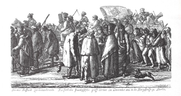 Remains of the French army returning from Russia on the passage through Berlin