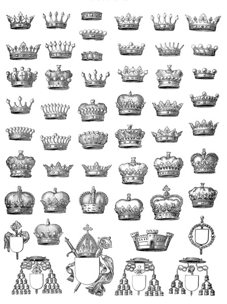 different crowns of rulers  /  verschiedene Kronen der Herrscher