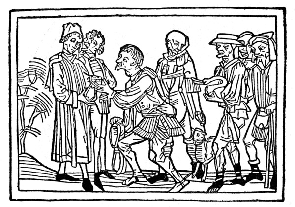 Beggar asking the king for alms from the mirror of human life