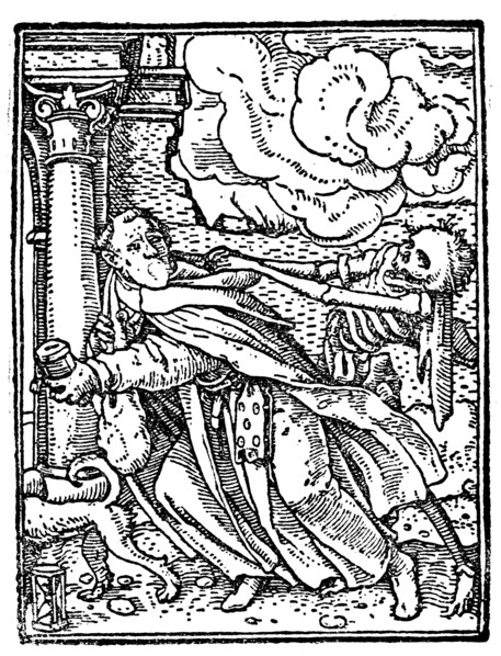 Death and the monk from Hans Holbein Dance of Death