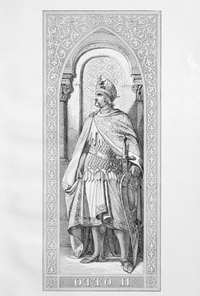Otto II (* 955, † December 7 983). From the noble Liudolfinger was Roman-German emperor 973-983  /  Otto II. (* 955; † 7. Dezember 983) aus dem Adelsgeschlecht der Liudolfinger war roemisch-deutscher ...