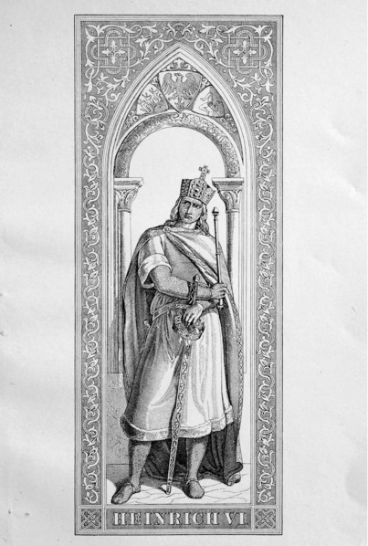 Heinrich VI. from the House of Staufer (* November 1165, † September 28, 1197) was from 1169 Roman-German king and from 1191 Emperor of the Holy Roman Empire  /  Heinrich VI. aus dem Geschlecht der St...