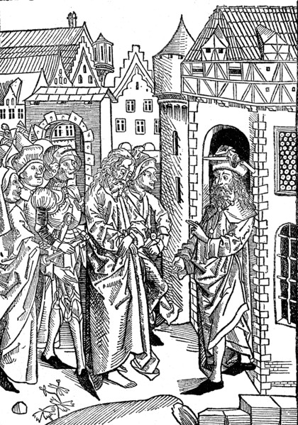 Christ being interrogated in the presence of the Jews by Pilate. From the treasure holder or shrine of the true riches of salvation and eternal bliss