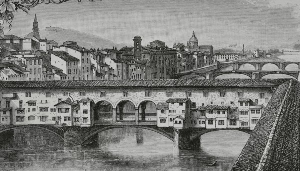 The "Ponte Vecchio" or "Old Bridge" over the river Arno