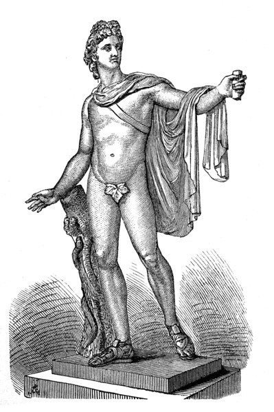 Apollo of Belvedere is an ancient marble sculpture rediscovered at the end of the 15th century in Villa Nero in Anzio  /  Apollo von Belvedere ist eine antike Marmorskulptur