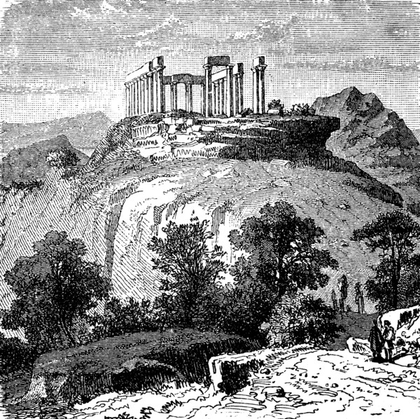 Sanctuary of Aphaia island of Aegina in Greece in 1880  /  Heiligtum der Aphaia Insel Ägina in Griechenland im Jahre 1880