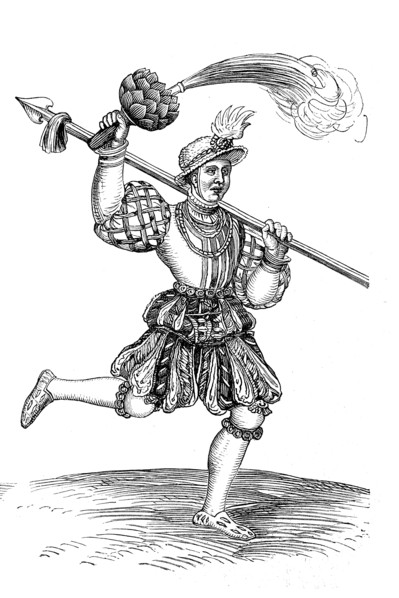 Schembart runner with fire piston from 1539
