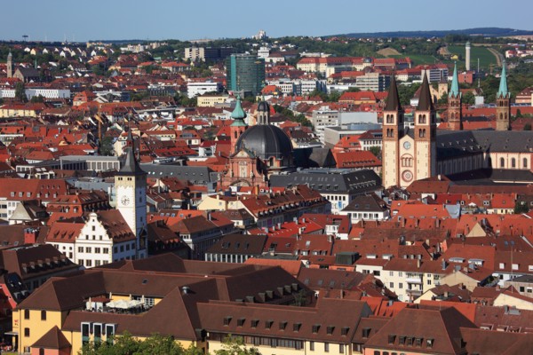 View to the old city of Würzburg on river Main