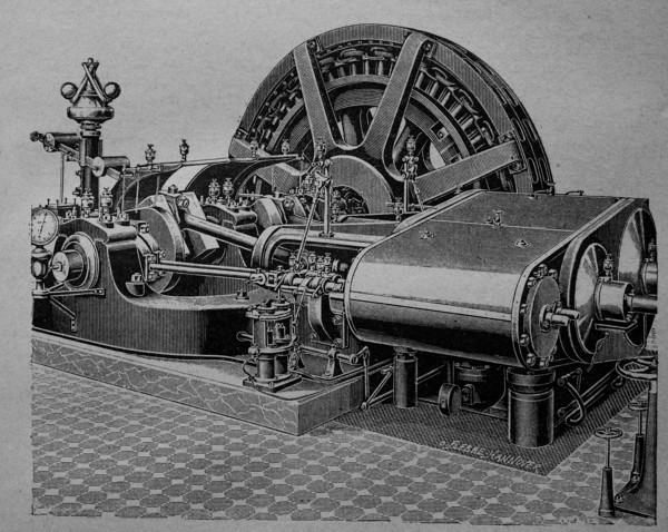 Compound slide machine for direct coupling with dynamos