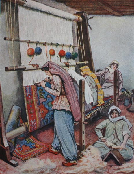 Carpet weaving in the Orient  /  Teppichknüpferei im Orient