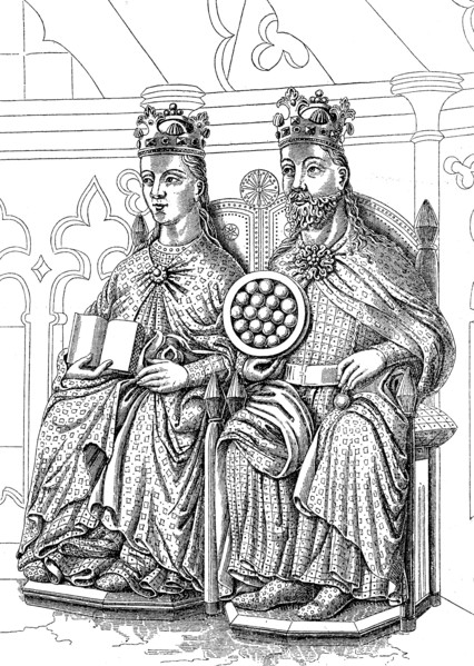 Emperor Otto I and his wife Editha as statues in the chapel of the Cathedral of Magdeburg