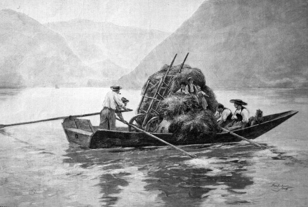 Haymaking by boat