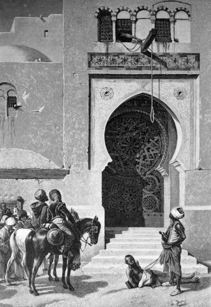 Execution with gallows in Granada at the time of the Moors