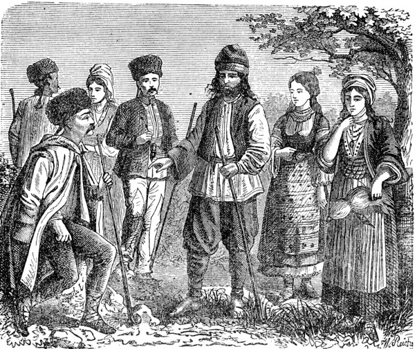 People in traditional clothes from Bulgaria