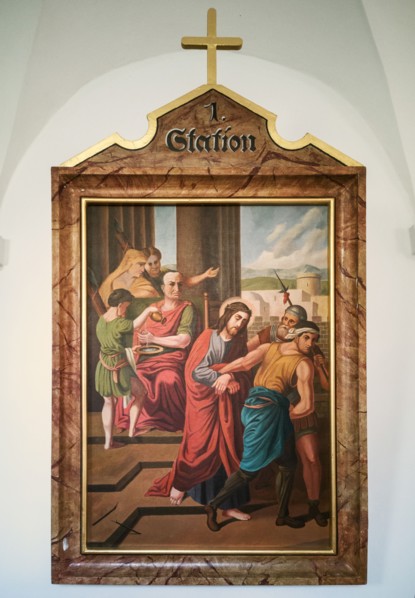 Stations of the Cross by an unknown artist in the handling of the Catholic pilgrimage church to the Holy Trinity in Kappl