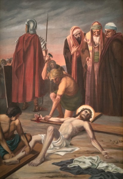 Stations of the Cross by an unknown artist in the handling of the Catholic pilgrimage church to the Holy Trinity in Kappl