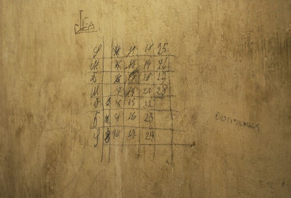 Inscription made by a prisoner on the wall inside a prison cell located in the basement.