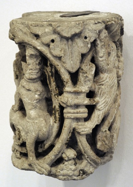 Vine ornament with centaur and bear.