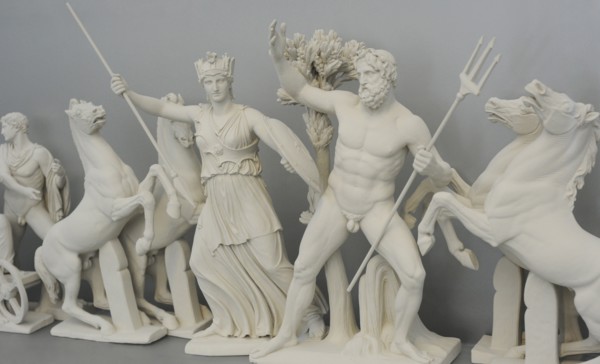 Reconstruction of the West pediment of Parthenon, Acropolis of Athens.