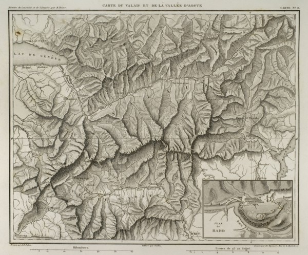 Napoleonic map of Valais and Aosta Valley.