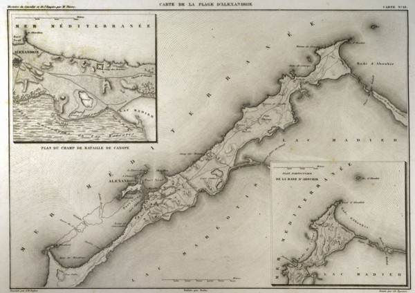 Napoleonic map of the Egyptian coast with the city of Alexandria.