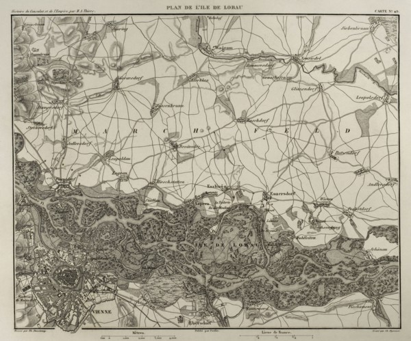 Napoleonic map of the island of Lobau.